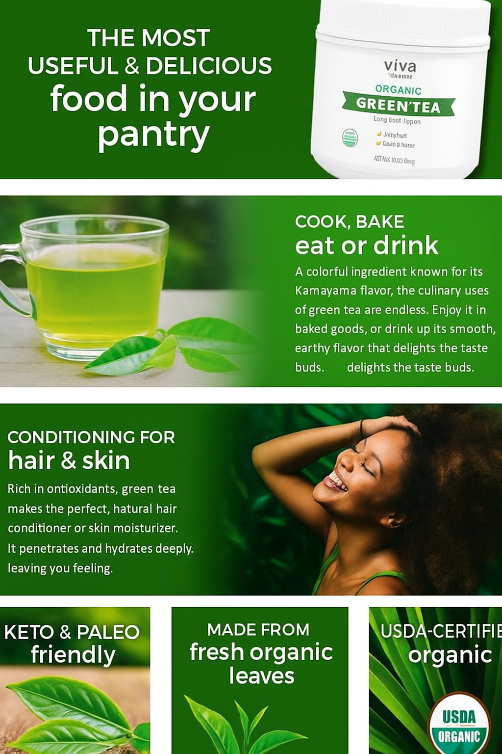 Premium Amazon Listing Design for Green Tea - Comparison Chart